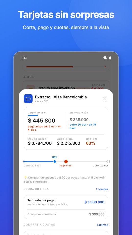 Tarjetas sin sorpresas: corte, pago y cuotas siempre a la vista