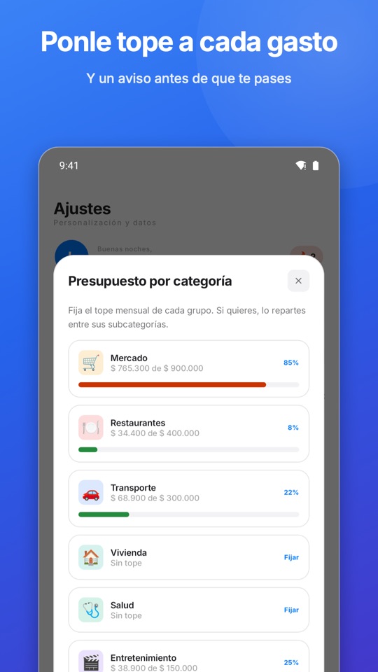 Ponle tope a cada gasto, con un aviso antes de que te pases
